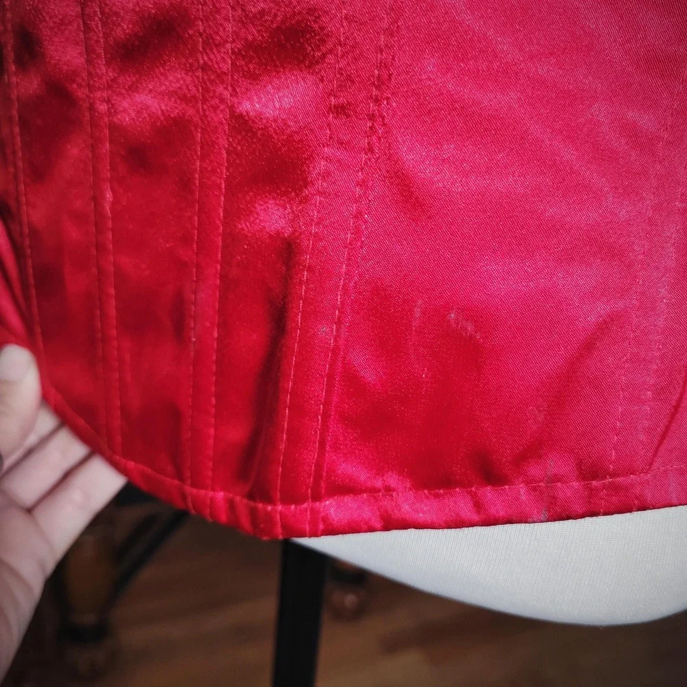 Red Trashy Lingerie Corset Bustier Vintage 70s Womens Boned Sweetheart Strap XS‎